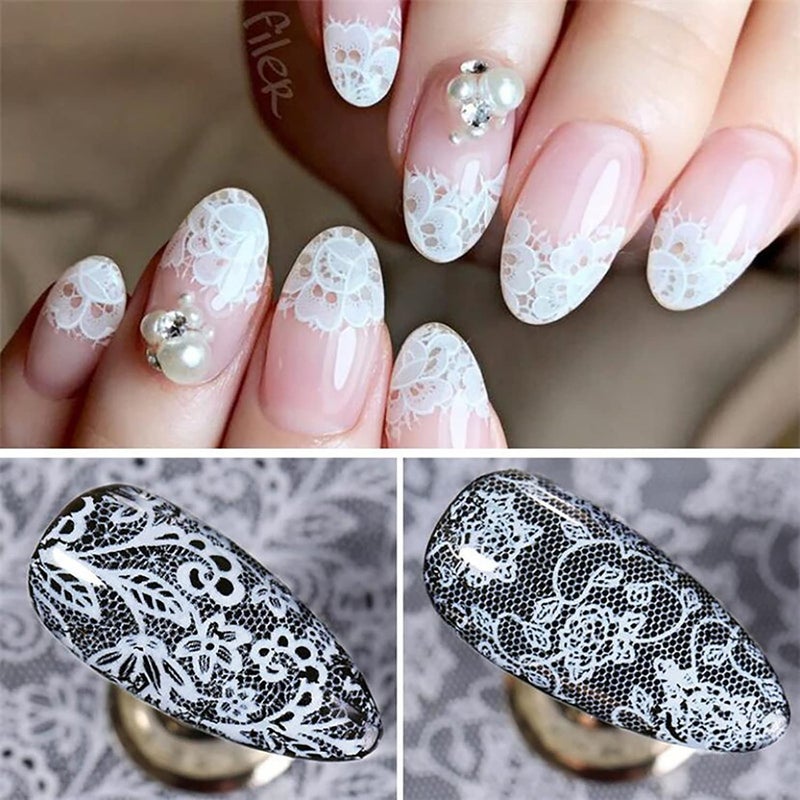 DANNEASY Nail Foil Transfer, DANNEASY 30 Roll Black White Laser Lace Retro Foils Nail Stickers Holographic Nail Art Foil Transfer Starry Sky Nails Art Design Stickers Decals for Women Kids - Image 3
